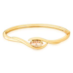Imagem do produto Pulseira Bracelete Navete 4 Garras Curvo Vazado Folheado a Ouro 18K