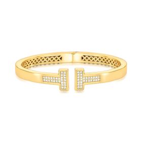Imagem do produto Pulseira Bracelete Zircônia Abertura Vazado Folheado a Ouro 18K