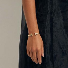 Imagem do produto Pulseira Bracelete Zircônia Abertura Vazado Folheado a Ouro 18K