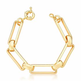 Imagem do produto Pulseira Liso Elo Cartier Intercalado Retangular Folheado a Ouro 18K