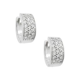 Imagem do produto Brinco Argola de Click Grande Meia Cravejada de Zircônias em Prata 925