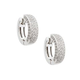 Imagem do produto Brinco Argola de Click Oval Meia Cravejada de Zircônias em Prata 925