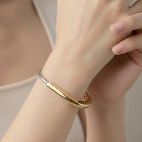 Imagem do produto Pulseira Bracelete MIX Liso Oval Curvo 3mm Folheado a Ouro 18K