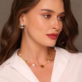 Imagem do produto Colar Moedas Mix de Banhos com Moedas Texturizadas e Cravejadas Folheado a Ouro 18K
