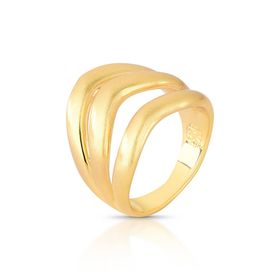 Imagem do produto Anel Fosco com Aros Orgânicos Sobrepostos Folheado a Ouro 18K