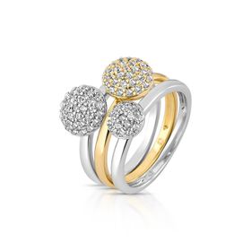 Imagem do produto Anel Kit MIX Liso Redondos Centrais Cravejados com Zircônias Folheado a Ouro 18K