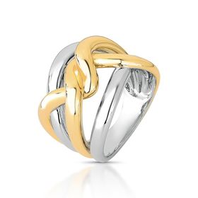 Imagem do produto Anel MIX Liso com Desing de Aros Entrelaçados Folheado a Ouro 18K