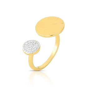 Imagem do produto Anel MIX Polido Entreaberto com Design de Placa Texturizada e Cravejada de Zircônias Folheado a Ouro 18K