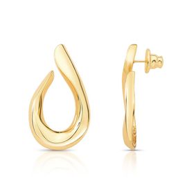 Imagem do produto Brinco 4cm com design de gota curvada folheado a ouro 18k