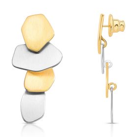 Imagem do produto Brinco Fosco MIX Longo Orgânico Sobreposto Folheado a Ouro 18K