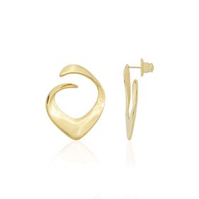 Imagem do produto Brinco Liso com Design Curvado Entreaberto Folheado a Ouro 18K