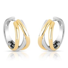 Imagem do produto Brinco Liso MIX Argola com Fecho de Click com Desing de Aros Entrelaçados Folheado a Ouro 18K