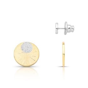Imagem do produto Brinco MIX com Design de Placa Circular Texturizada e Cravejada com Zircônias Folheado a Ouro 18K