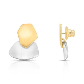 Imagem do produto Brinco MIX Fosco com Formas Orgânicas Sobrepostas Folheado a Ouro 18K