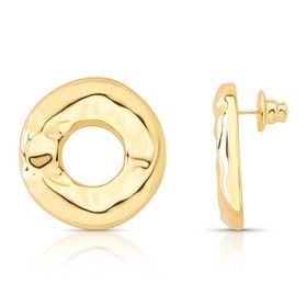 Imagem do produto Brinco Polido Redondo com Design Orgânico Vazado no Centro Folheado a Ouro 18K