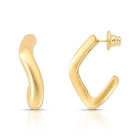 Imagem do produto Brinco Tubo Fosco meia Argola Orgânica Folheado a Ouro 18K