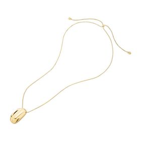 Imagem do produto Colar Polido Longo com Pingente com Design Orgânico Alongado Folheado a Ouro 18K
