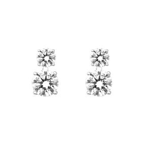 Imagem do produto Brinco Moissanite Dois Pontos de Luz Pendente 4 Garras em Prata 925