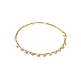 Imagem do produto Pulseira Rígida Fio com Moissanites Pontos de Luz em Prata 925 Folheado a Ouro 18K