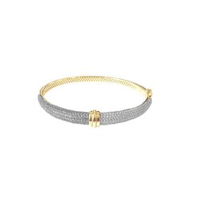 Imagem do produto Pulseira Rígida Grossa com Cravação de Zircônia com Detalhe Dourado em Prata 925 Folheado a Ouro 18K