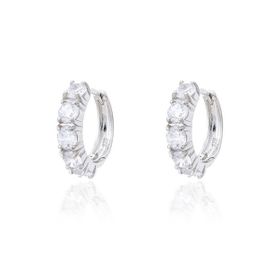 Imagem do produto Brinco Argola de Click com Moissanites 4.4mm Pontos de Luz em Prata 925