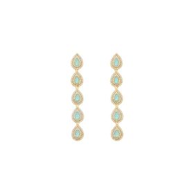Imagem do produto Brinco 5 Gotas Paraíba Pendente 3X5mm com Cravação de Zircônia Folheado a Ouro 18K
