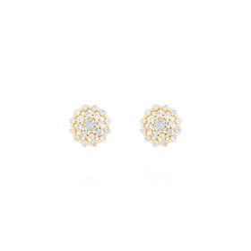 Imagem do produto Brinco Formato com Pontos de Luz 4mm e Duas Fileiras Cravejadas Folheado a Ouro 18K