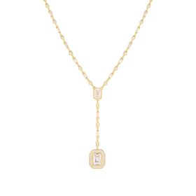 Imagem do produto Colar Cristais com Formatos Pingente Central Retângulo com Cravação Folheado a Ouro 18K