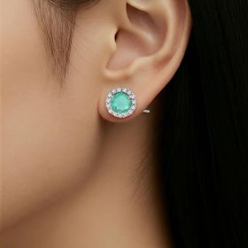Imagem do produto Brinco Ocean Cristal Redondo Paraíba com Cravação na Volta em Prata 925