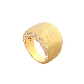 Imagem do produto Anel Fosco Abaulado Largo com Detalhe de Zircônia Folheado a Ouro 18K