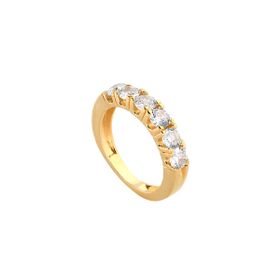 Imagem do produto Anel Meia Aliança com Aro Liso e 7 Zircônias no Aro Folheado a Ouro 18K