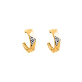 Imagem do produto Brinco Argola Quadrada com Lados Lisos e Parte Cravejado Folheado a Ouro 18K