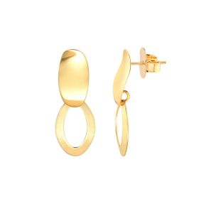 Imagem do produto Brinco de Base Gota e Pendente Oval Vazado Liso Folheado a Ouro 18K