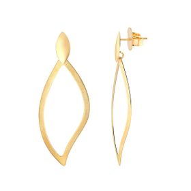 Imagem do produto Brinco de Base Gota Lisa com Pendente Fosco Vazado Folheado a Ouro 18K
