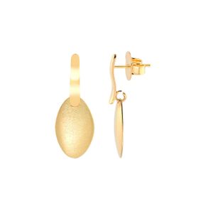 Imagem do produto Brinco de Base Gota Lisa com Pendente Oval Fosco Folheado a Ouro 18K
