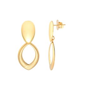 Imagem do produto Brinco de Base Oval Liso com Pendente Gota Vazada Fosco Folheado a Ouro 18K