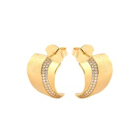 Imagem do produto Brinco de Curvas Cravejado de Zircônia Fosco Folheado a Ouro 18K