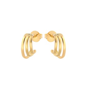 Imagem do produto Brinco de Meia Argola Tripla Fosco e Liso Folheado a Ouro 18K