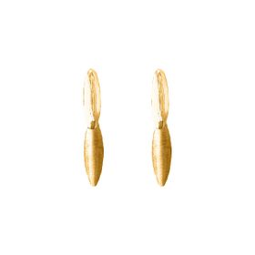 Imagem do produto Brinco Dois Ovais Base Lisa Pendente Fosco Folheado a Ouro 18K