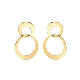Imagem do produto Brinco Duas Argolas Entrelaçadas Liso e Fosco Folheado a Ouro 18K