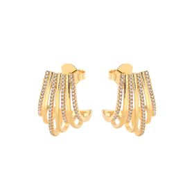 Imagem do produto Brinco Ear Hook Fios Cravejados de Zircônia Folheado a Ouro 18K