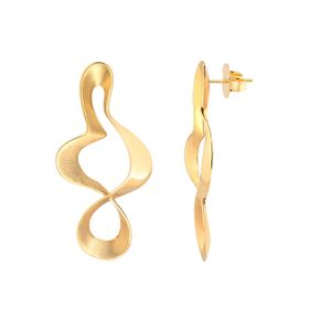 Imagem do produto Brinco Liso e Fosco Ondulado Vazado Orgânico Folheado a Ouro 18K