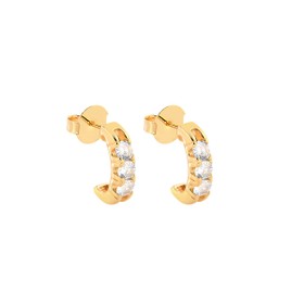 Imagem do produto Brinco Meia Argola com Zircônias Folheado a Ouro 18K