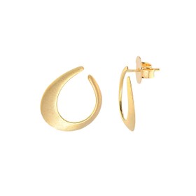 Imagem do produto Brinco Meia Argola Fosca Oval Abaulado Folheado a Ouro 18K