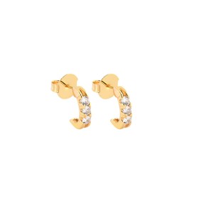 Imagem do produto Brinco Meia Argola Pequena com Zircônias Folheado a Ouro 18K