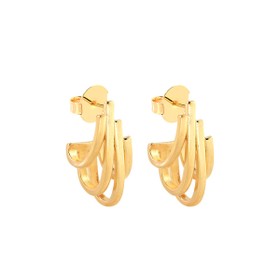 Imagem do produto Brinco Meia Argola Três Aros Liso Folheado a Ouro 18K