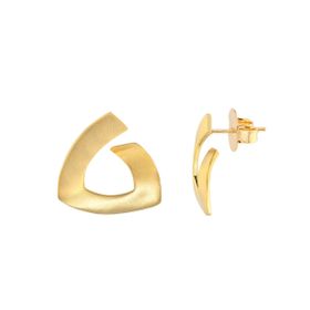 Imagem do produto Brinco Triangulo Vazado Ondulado Fosco Folheado a Ouro 18K