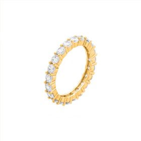 Imagem do produto Anel Meia Aliança com Aro Cravejado de Pontos de Luz 3mm Folheado a Ouro 18K