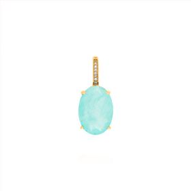 Imagem do produto Pingente Cristal Paraíba com Base Cravejada de Zircônia Folheado a Ouro 18K