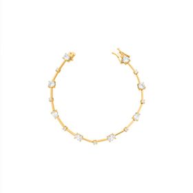 Imagem do produto Pulseira Fio Faca com Zircônias Ovais 4x6mm Intercalando com Pontos de Luz Folheado a Ouro 18K